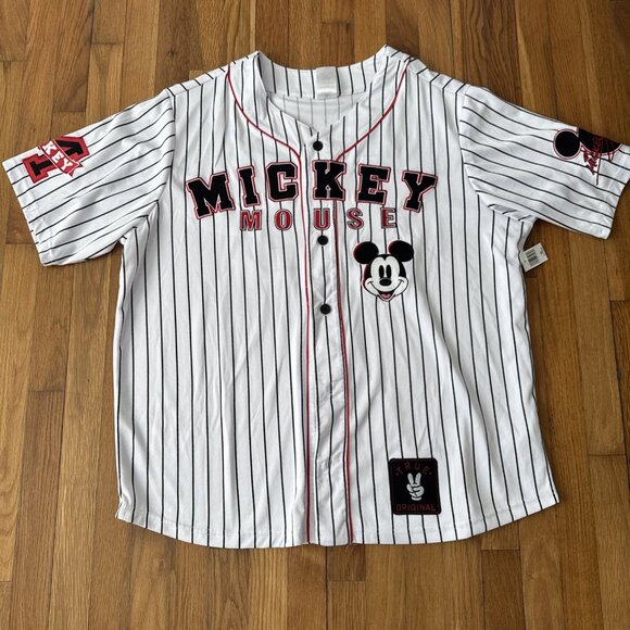 Disney Parks True Original Mickey Mouse Pinstripe Baseball Jersey #28 Size XXL - Picture 2 of 7